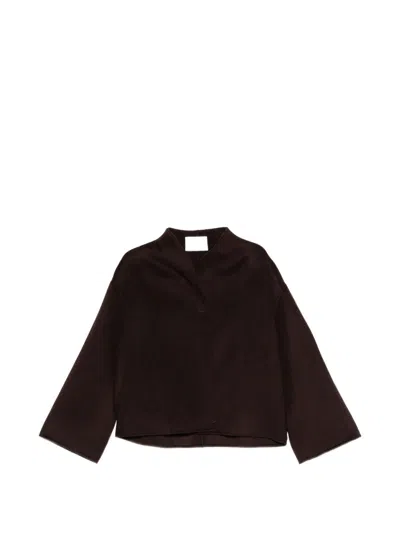 Soft Goat Wool Cape In Brown