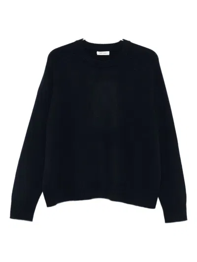 Soft Goat Wool Crewneck Jumper In Black