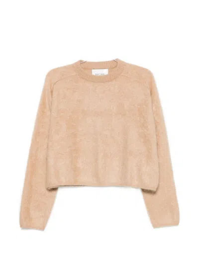 Soft Goat Brushed-finish Crew-neck Sweater In Brown