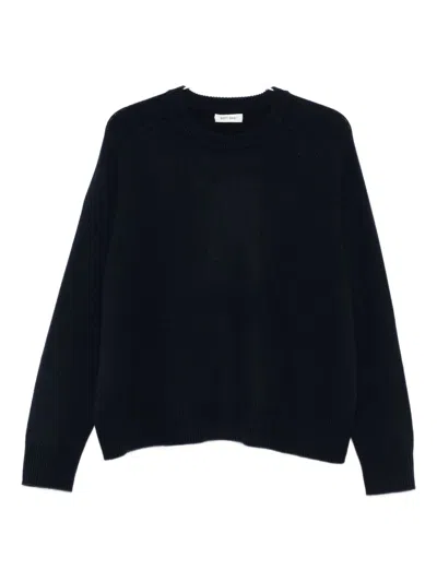 Soft Goat Wool Crewneck Sweater In Black