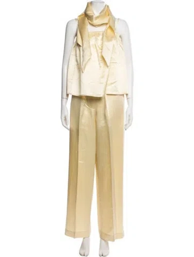 Pre-owned Soft Goat Wool Pantsuit W/ Tags In Yellow