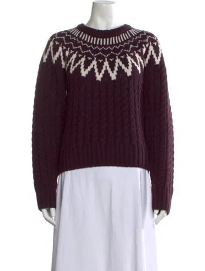 Pre-owned Soft Goat Wool Patterned Sweater In Burgundy