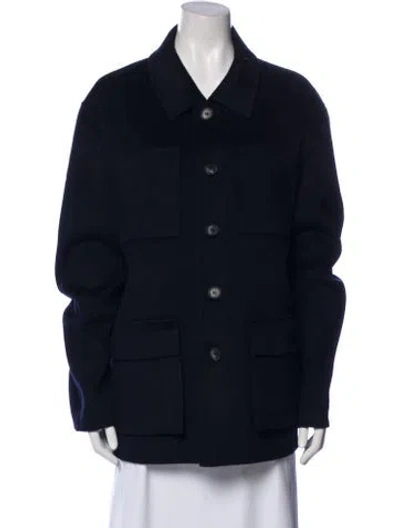 Pre-owned Soft Goat Wool Utility Jacket In Blue