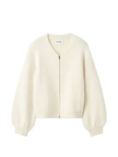 Soft Goat Zip-up Cardigan In Neutral