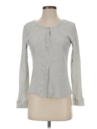 Pre-owned Soft Joie Long Sleeve Henley Shirt In Gray