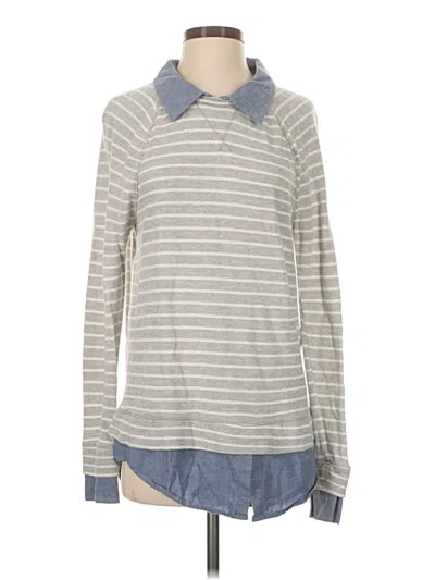 Pre-owned Soft Joie Long Sleeve Top Gray Collared Neckline Tops