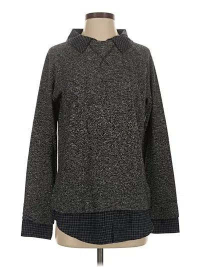 Pre-owned Soft Joie Long Sleeve Top Gray Tweed Pattern Collared Neckline Tops