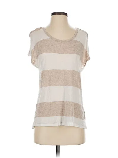 Pre-owned Soft Joie Short Sleeve Top Tan Scoop Neck Tops In Brown