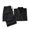 Soft Strokes Silk Black Daffodils Pure Silk Long Sleeve Pyjama Set For Men In Black