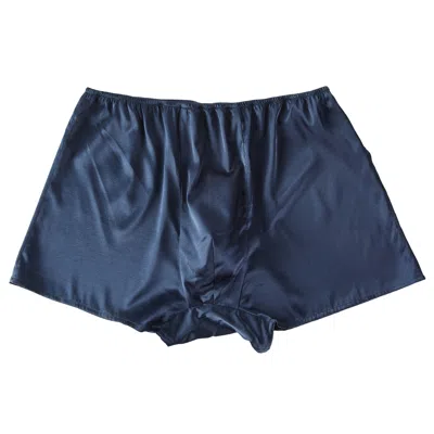 Soft Strokes Silk Blue Navy Pure Mulberry Silk Men's Trunks