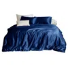 Soft Strokes Silk Blue Pure Mulberry Silk Seamless - Four-piece Sheet Set - King Size - Navy In Blue