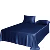 Soft Strokes Silk Blue Pure Mulberry Silk Seamless Flat Sheet - King - Navy In Blue