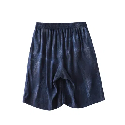 Soft Strokes Silk Blue Pure Mulberry Silk Tie Dye Printed Men Shorts