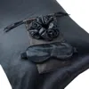 Soft Strokes Silk Gift Set: Black Pure Mulberry Silk Pillowcase, Eye Mask And Scrunchies In Black