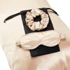 Soft Strokes Silk Neutrals Gift Set: Beige Pure Mulberry Silk Pillowcase, Eye Mask And Scrunchies In Beige/purple