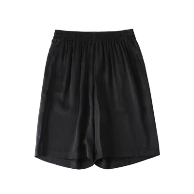 Soft Strokes Silk Pure Mulberry Silk Men Shorts In Black