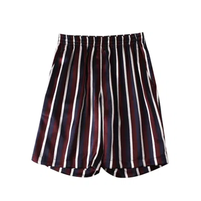 Soft Strokes Silk Pure Mulberry Silk Striped Men Shorts In Purple