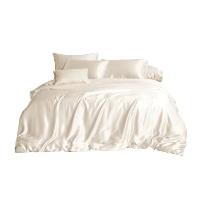 Soft Strokes Silk White Pure Mulberry Silk Seamless - Four-piece Sheet Set - King Size - Ivory