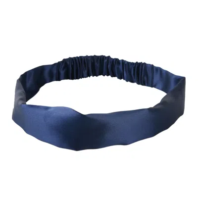 Soft Strokes Silk Women's Blue Pure Mulberry Silk Flat Headband - Set Of Two - Navy