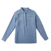 Soft Strokes Silk Women's Blue Pure Silk Long Sleeve Relaxed Fit Blouse Elva In Blue