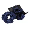 Soft Strokes Silk Women's Blue Set Of Four Pure Mulberry Silk Scrunchies In Blue