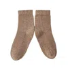 Soft Strokes Silk Women's Brown Cashmere Quarter-length Socks Set Of Two - Meditating Lamb Collection In Peanut Butter In Brown
