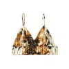 Soft Strokes Silk Women's Brown Mulberry Silk Cropped Camisole Top Leopard Print In Brown