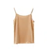 Soft Strokes Silk Women's Brown Pure Mulberry Silk Camisole With Adjustable Straps - Relaxed Fit - Champagne In Brown