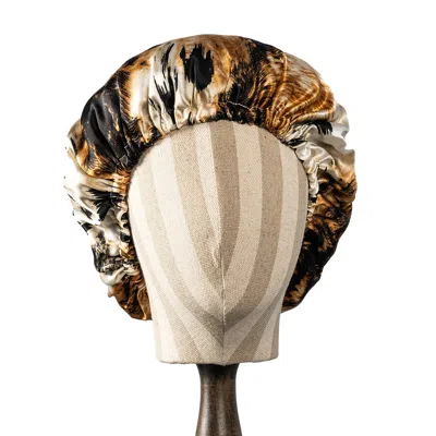 Soft Strokes Silk Women's Brown Pure Mulberry Silk Double Layer Bonnet Leopard