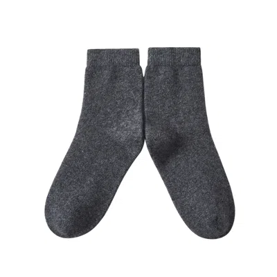 Soft Strokes Silk Women's Cashmere Quarter-length Socks Set Of Two - Meditating Lamb Collection In Earl Grey In Gray