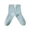 Soft Strokes Silk Women's Cashmere Quarter-length Socks Set Of Two - Meditating Lamb Collection In Highland Blue In Blue
