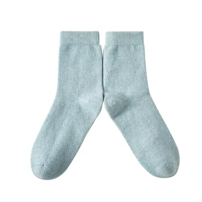 Soft Strokes Silk Women's Cashmere Quarter-length Socks Set Of Two - Meditating Lamb Collection In Highland Blue