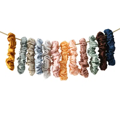 Soft Strokes Silk Women's Extra Dense Pure Mulberry Silk Scrunchie - Set Of Twelve In Purple
