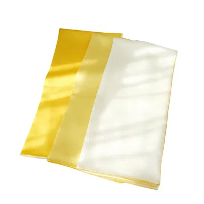 Soft Strokes Silk Women's Gold Pure Silk Scarf Daffodil Solid Colour Collection Set Of Three Large
