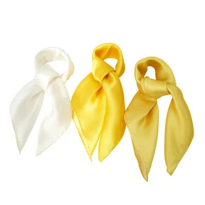 Soft Strokes Silk Women's Gold Pure Silk Scarf Daffodil Solid Colour Collection Set Of Three Small