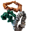 Soft Strokes Silk Women's Gold Set Of Three Pure Mulberry Silk Mini Scrunchies Weekly Special Hair Ties Autumn Jewels In Gold