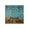 Soft Strokes Silk Women's Green Pure Silk Scarf Ink & Colour By Zhao Ji Auspicious Crane Large In Green