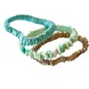 Soft Strokes Silk Women's Green Set Of Three Pure Mulberry Silk Skinny Scrunchies Weekly Special Hair Ties Retro Summe In Green