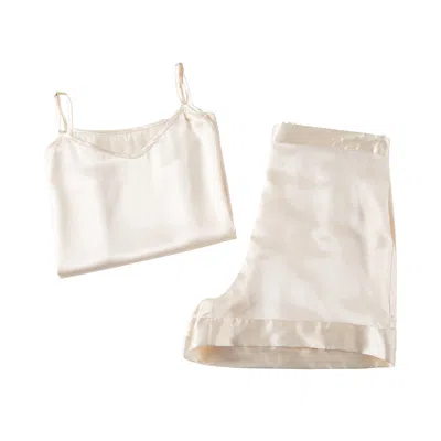 Soft Strokes Silk Women's Neutrals Pure Mulberry Silk Camisole And Shorts Set - Cream