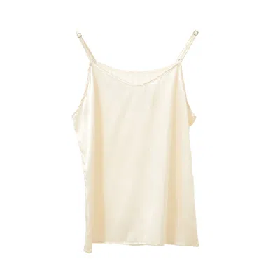 Soft Strokes Silk Women's Neutrals Pure Mulberry Silk Camisole With Adjustable Straps - Relaxed Fit - Cream In Purple/white