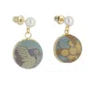 Soft Strokes Silk Women's Neutrals Pure Silk Brocade Earrings With Freshwater Pearls