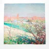 Soft Strokes Silk Women's Neutrals Pure Silk Scarf Oil Painting Printemps Large In Blue/gray/pink/purple