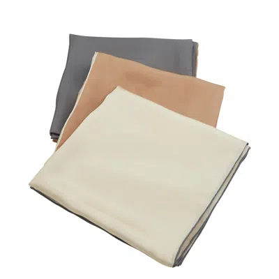 Soft Strokes Silk Women's Neutrals Pure Silk Scarf Sand Beach Solid Colour Collection Set Of Three Large In Beige/brown/gray/pink/purple/white/yellow