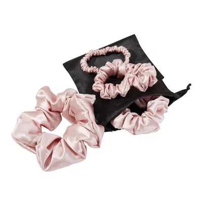 Soft Strokes Silk Women's Pink / Purple Set Of Four Pure Mulberry Silk Scrunchies In Pink/purple