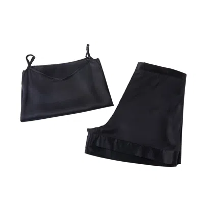 Soft Strokes Silk Women's Pure Mulberry Silk Camisole And Shorts Set - Black
