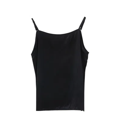 Soft Strokes Silk Women's Pure Mulberry Silk Camisole With Adjustable Straps - Relaxed Fit - Black
