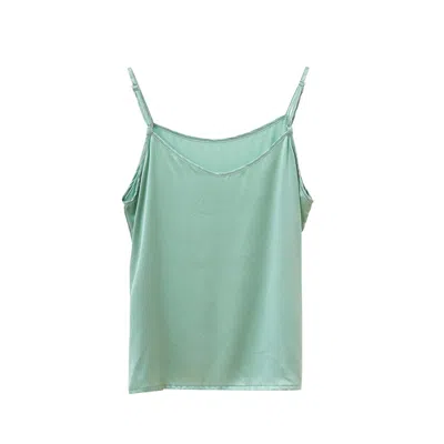 Soft Strokes Silk Women's Pure Mulberry Silk Camisole With Adjustable Straps - Relaxed Fit - Jade Green