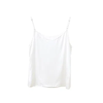 Soft Strokes Silk Women's Pure Mulberry Silk Camisole With Adjustable Straps - Relaxed Fit - Pearl White