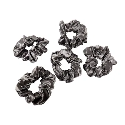 Soft Strokes Silk Women's Pure Mulberry Silk French Scrunchie Set Of Five In Grey