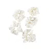 Soft Strokes Silk Women's Pure Mulberry Silk French Scrunchie Set Of Five In White In White
